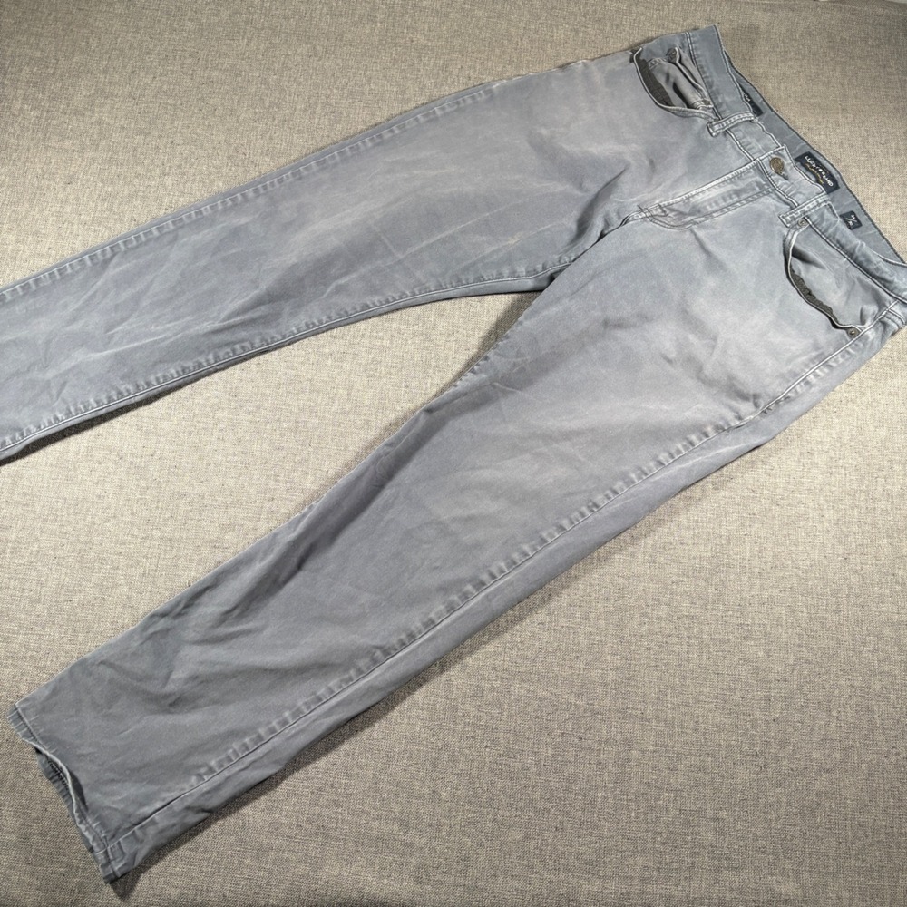 Lucky Brand 121 Slim Pants Mens 34x30 Gray Straight Leg Stretch Denim